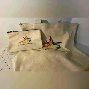 Banana Republic Canvas Tote with Zippered Pouch